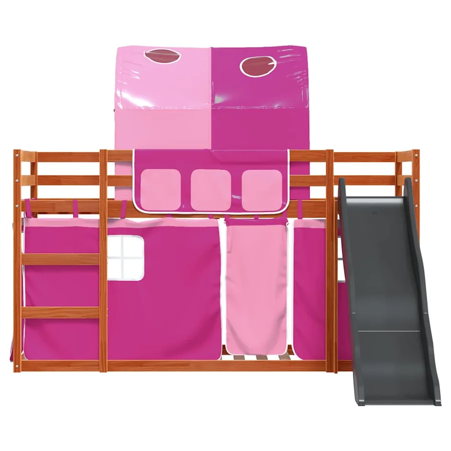 Lit superposé sans matelas avec toboggan et rideaux 80x200 cm - 7