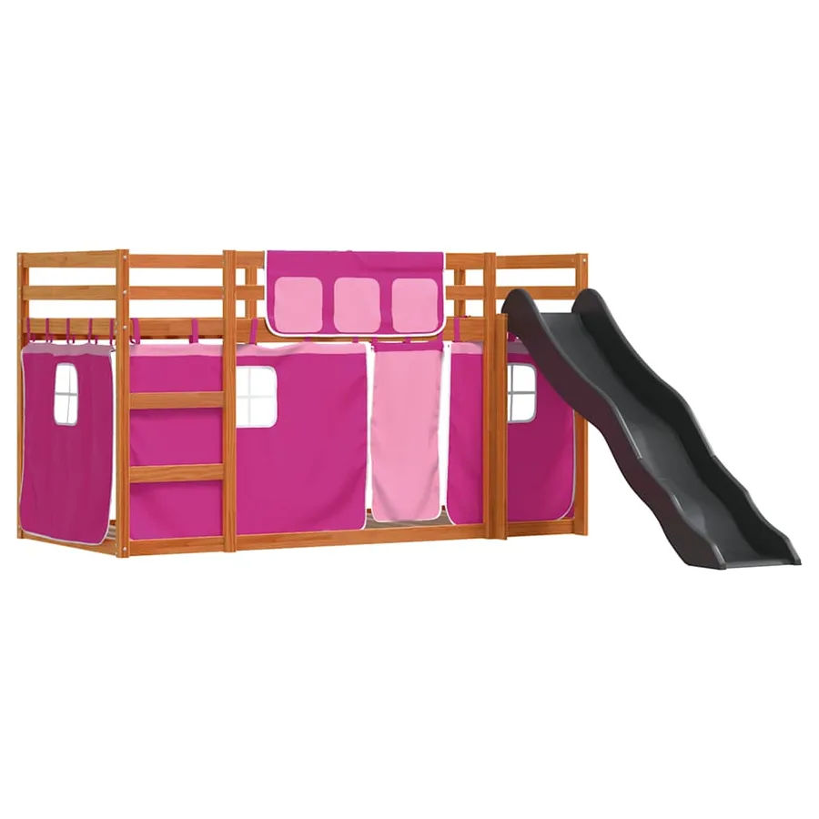 Lit superposé sans matelas avec toboggan et rideaux 80x200 cm - 3