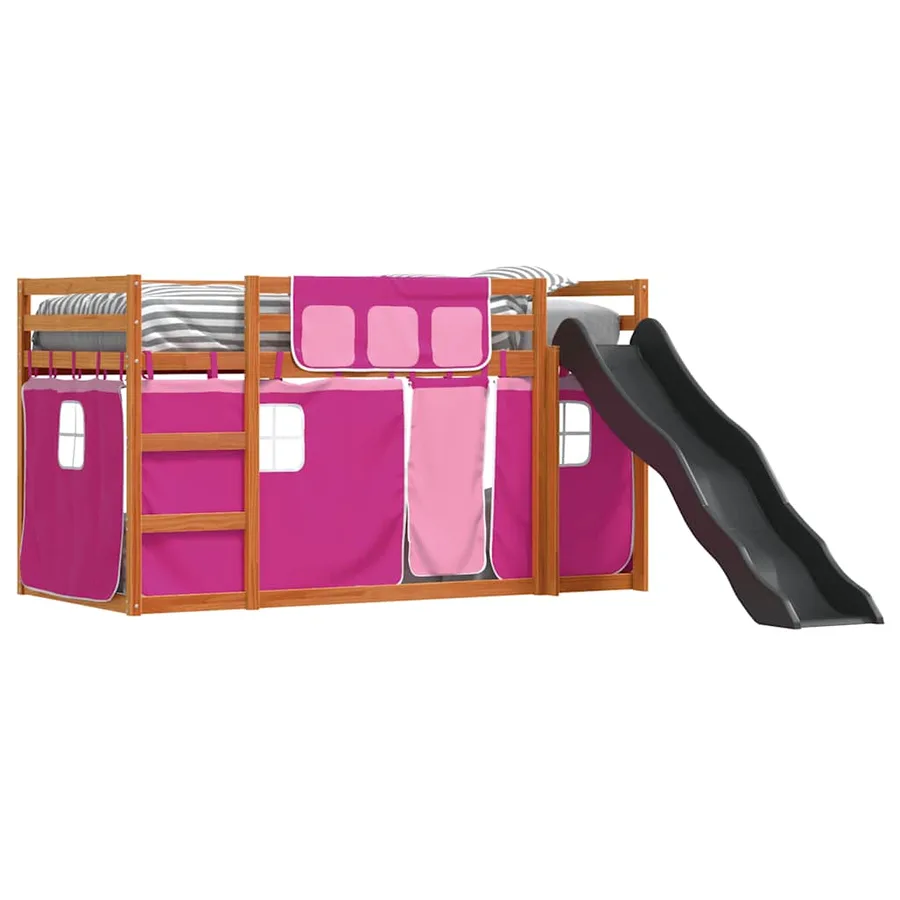 Lit superposé sans matelas avec toboggan et rideaux 80x200 cm - 4