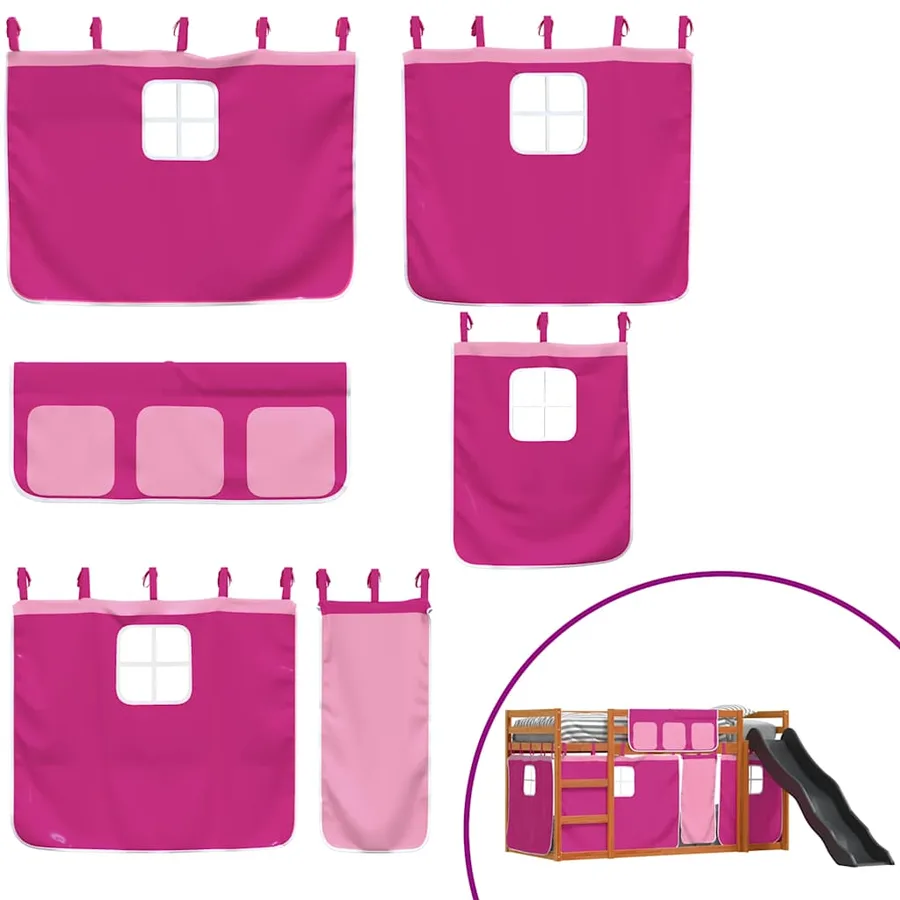 Lit superposé sans matelas avec toboggan et rideaux 80x200 cm - 5