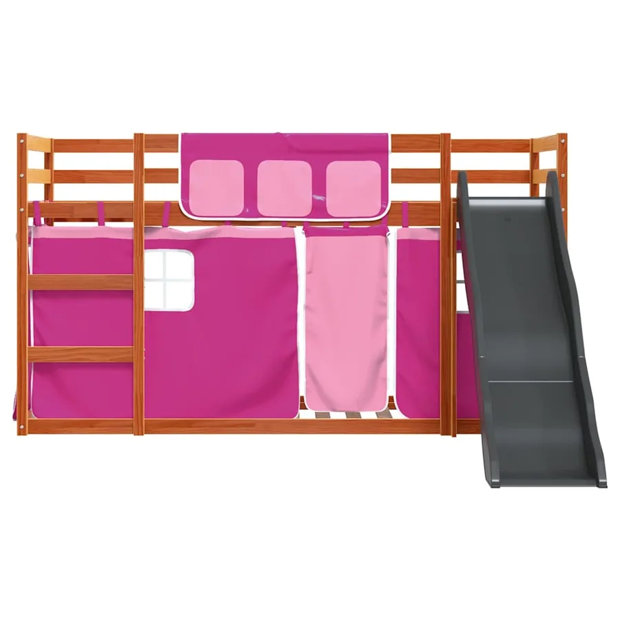 Lit superposé sans matelas avec toboggan et rideaux 80x200 cm - 7