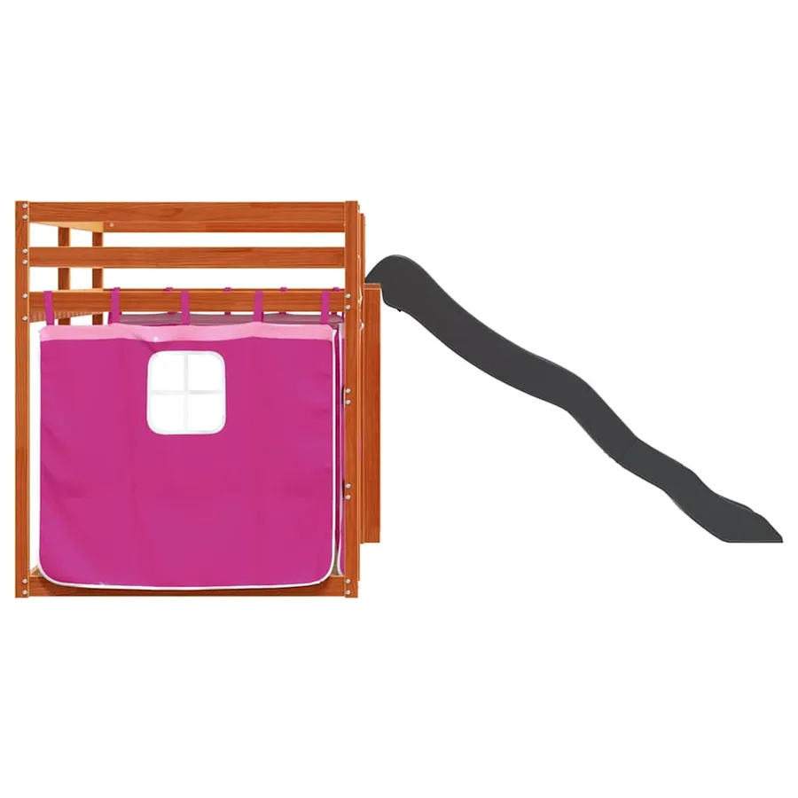 Lit superposé sans matelas avec toboggan et rideaux 80x200 cm - 9