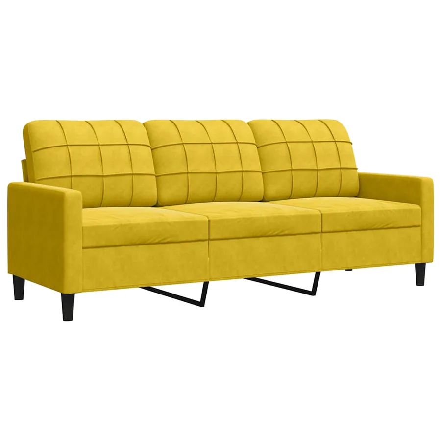 Canapé à 3 places Jaune 180 cm Velours - 2