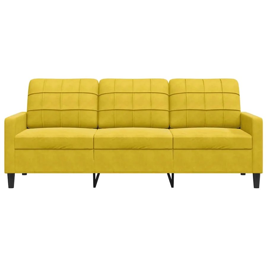 Canapé à 3 places Jaune 180 cm Velours - 4
