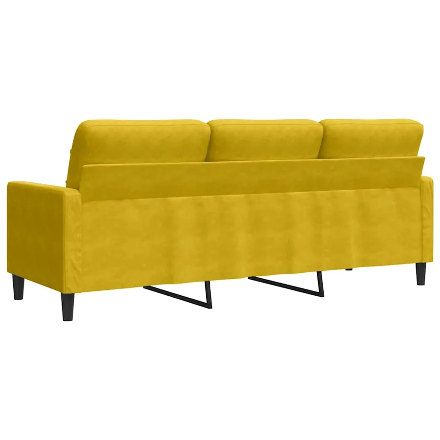 Canapé à 3 places Jaune 180 cm Velours - 6