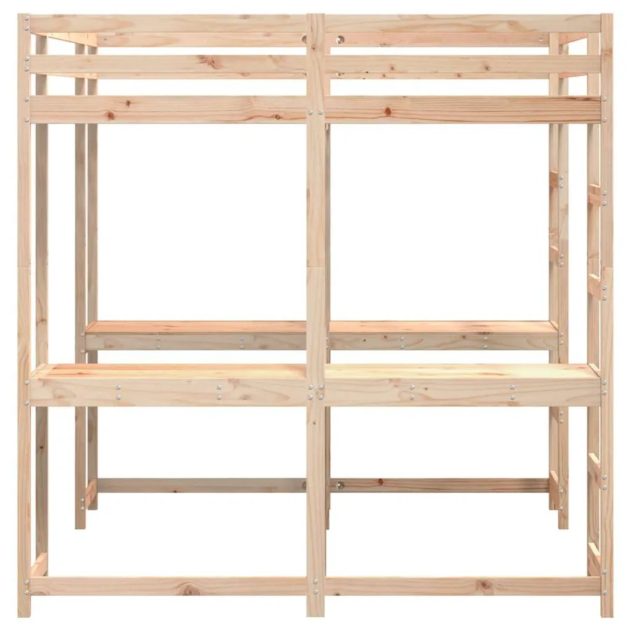 Lit superposé et bureau et échelle 140x200cm bois de pin massif - 6