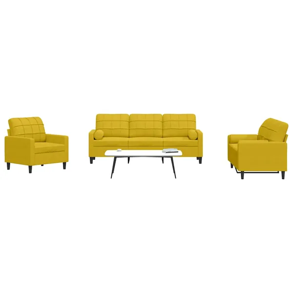 Ensemble de canapés 3 pcs avec coussins et traversins velours