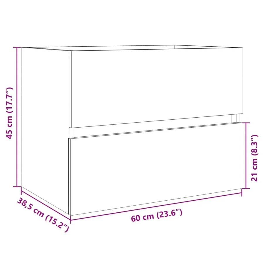 Armoire d'évier Chêne sonoma 60x38,5x45 cm Aggloméré - 11