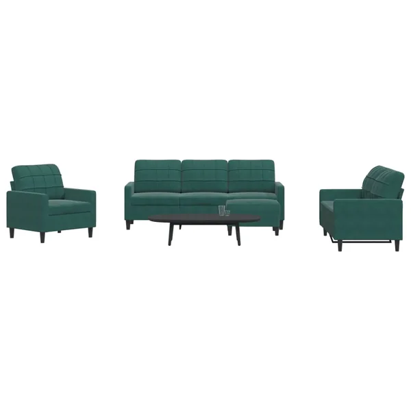 Ensemble de canapés 4 pcs avec coussins Vert foncé Velours