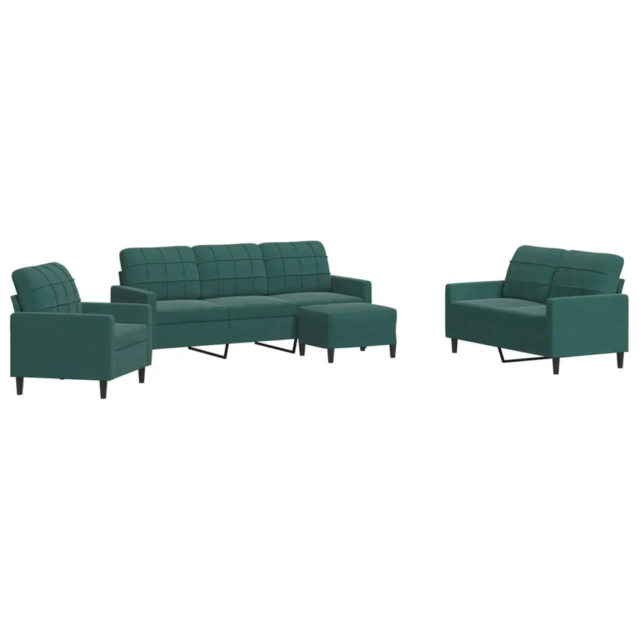 Ensemble de canapés 4 pcs avec coussins Vert foncé Velours - 2