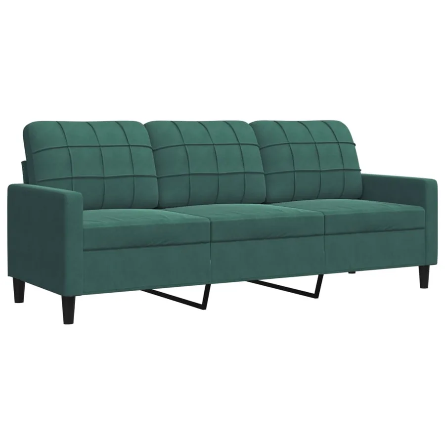 Ensemble de canapés 4 pcs avec coussins Vert foncé Velours - 4