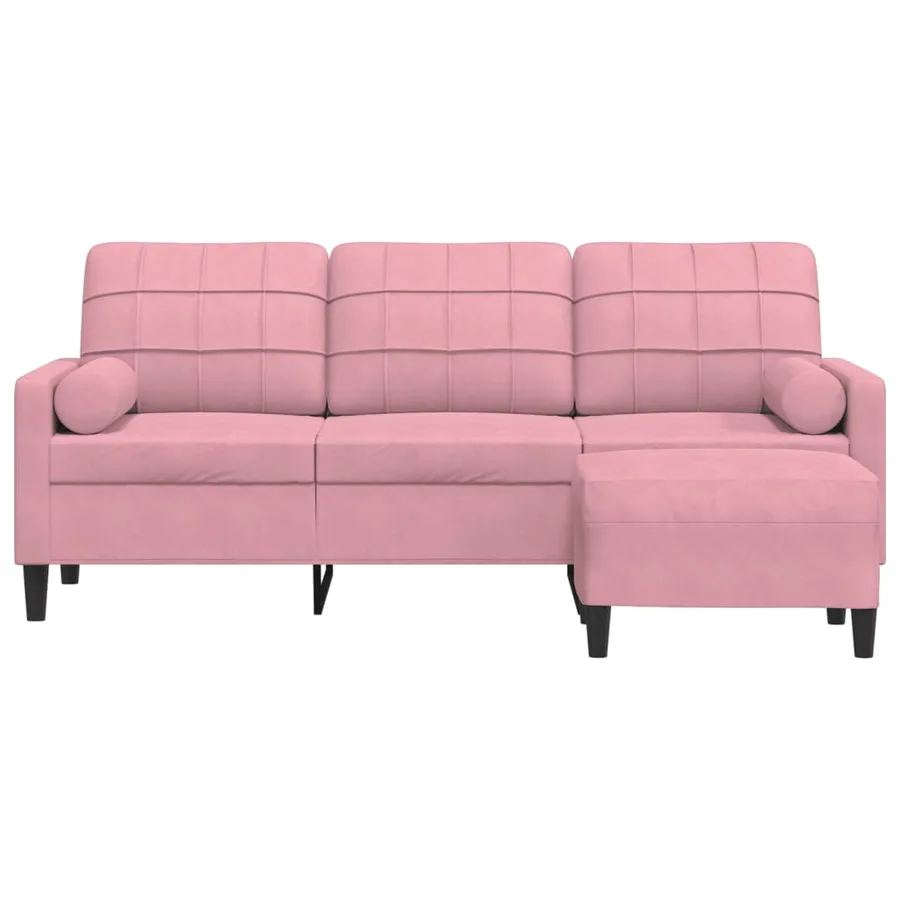 Canapé à 3 places avec repose-pieds Rose 180 cm Velours - 3