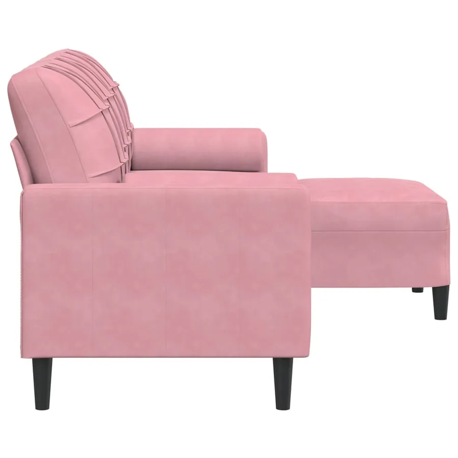 Canapé à 3 places avec repose-pieds Rose 180 cm Velours - 4