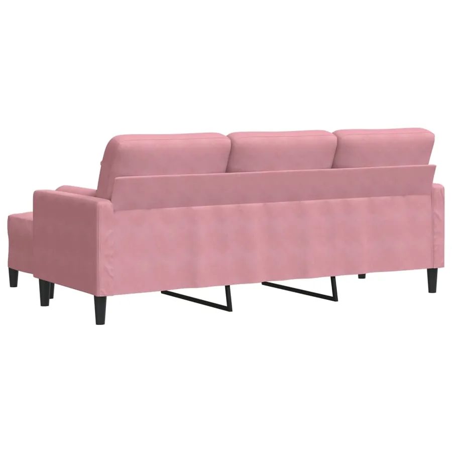 Canapé à 3 places avec repose-pieds Rose 180 cm Velours - 5