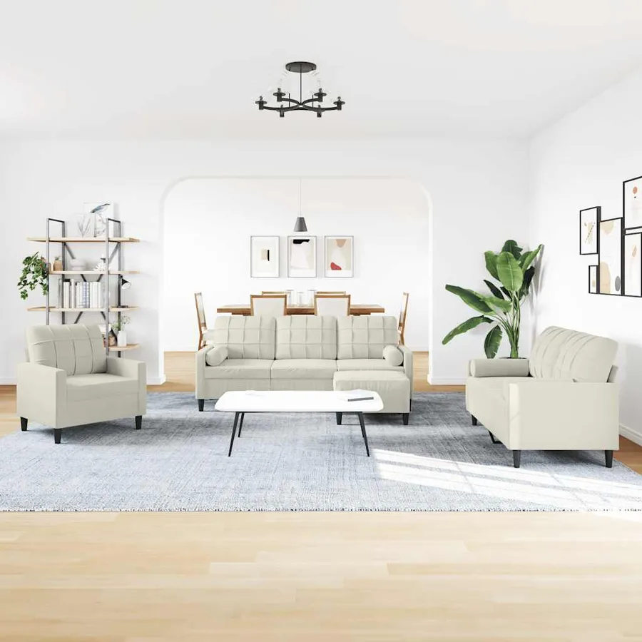 Ensemble de canapés 4 pcs avec coussins et traversins velours - 3