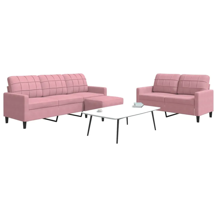 Ensemble de canapés 3 pcs avec coussins Rose Velours