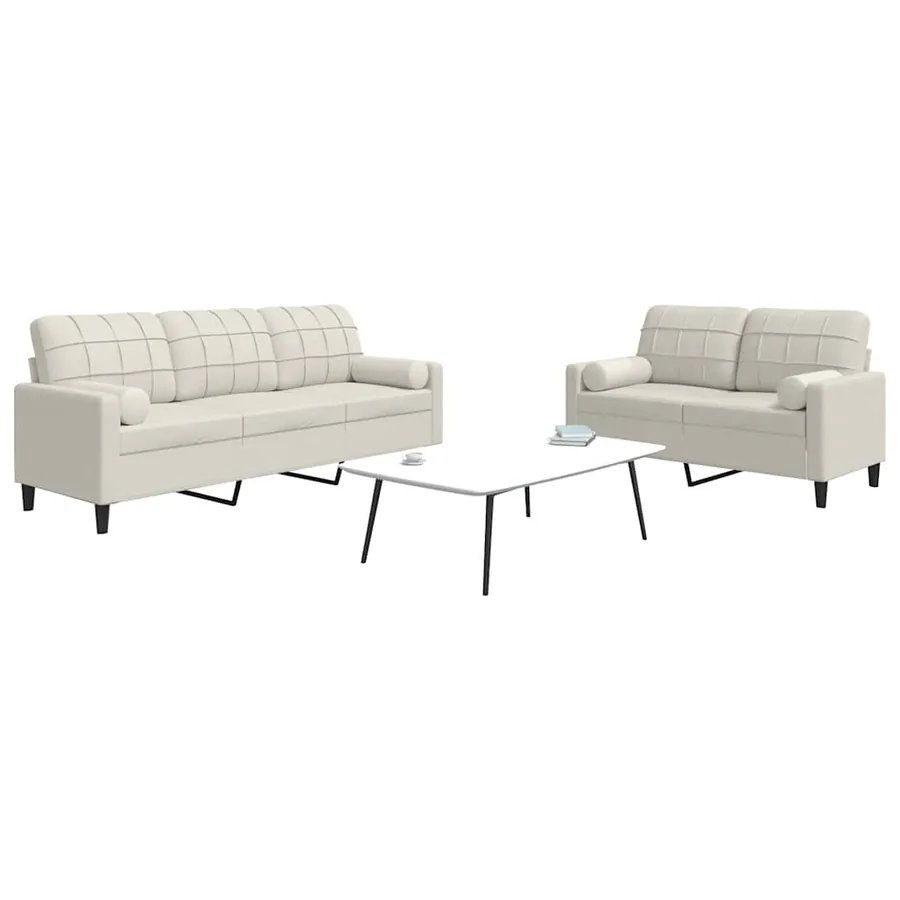 Ensemble de canapés 2 pcs avec coussins et traversins velours