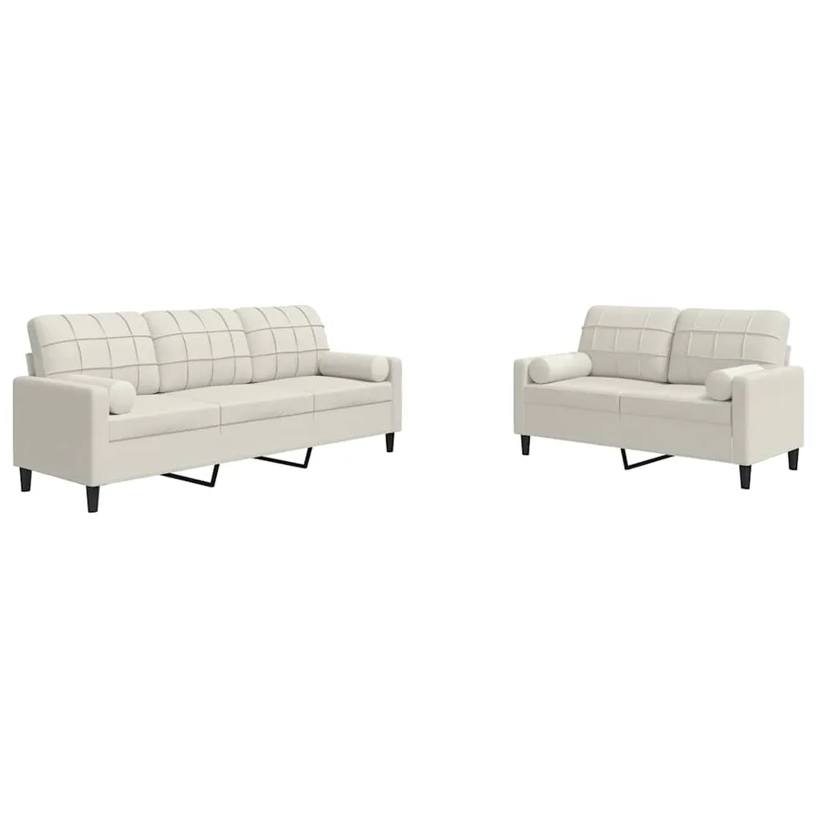 Ensemble de canapés 2 pcs avec coussins et traversins velours - 2