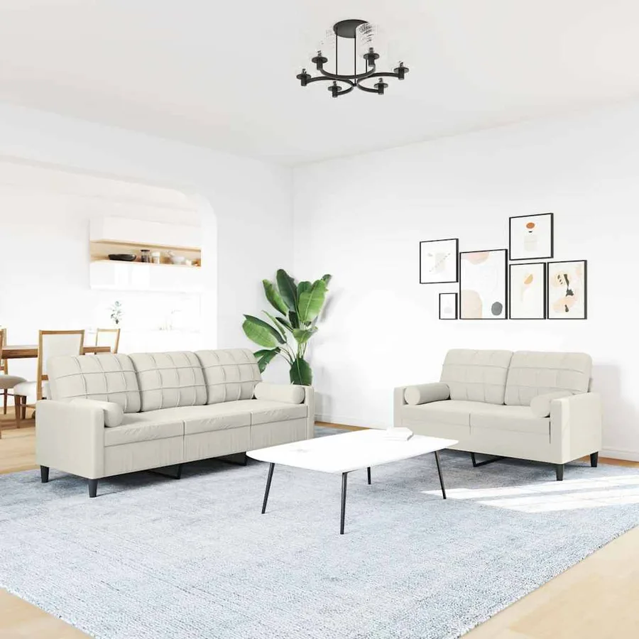Ensemble de canapés 2 pcs avec coussins et traversins velours - 3