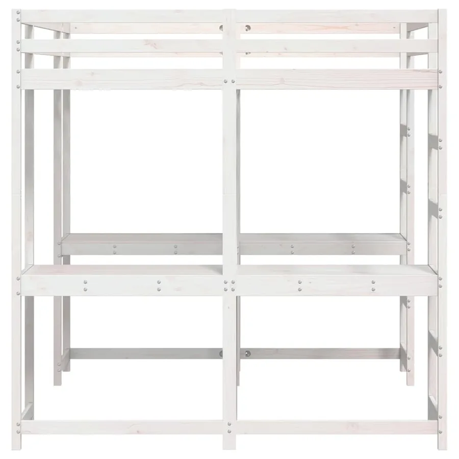 Lit superposé et bureau et échelle 160x200cm bois de pin massif - 6