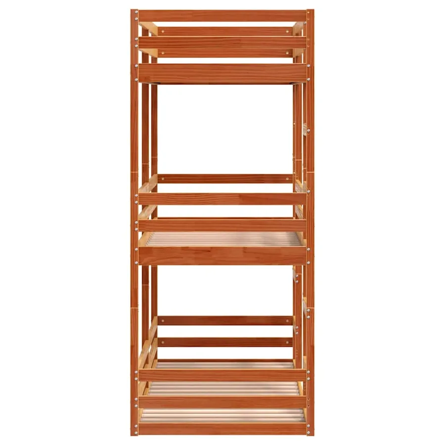 Lit superposé triple sans matelas 75x190 cm bois de pin massif - 6