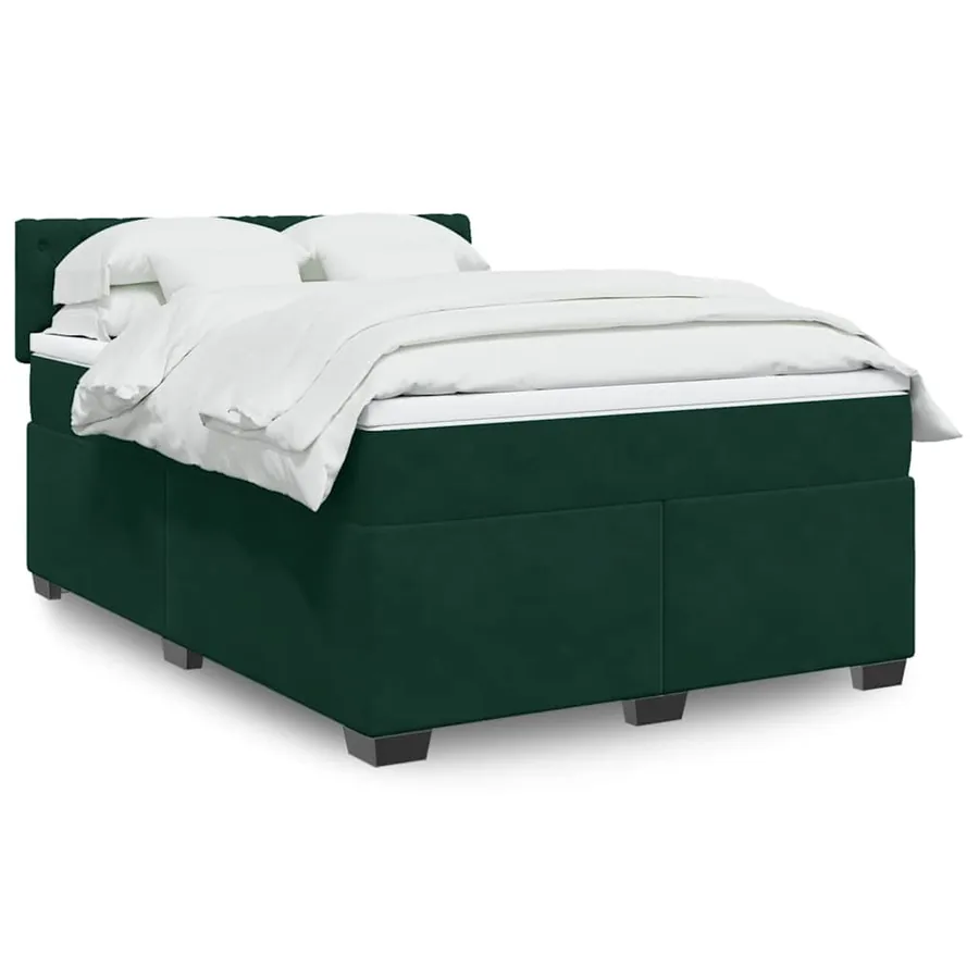 Sommier à lattes de lit et matelas Vert foncé 140x190cm Velours