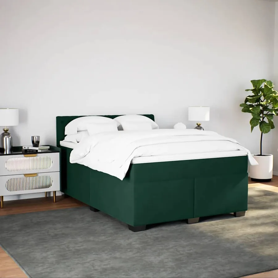 Sommier à lattes de lit et matelas Vert foncé 140x190cm Velours - 4