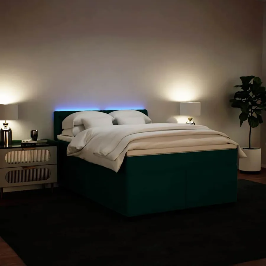 Sommier à lattes de lit et matelas Vert foncé 140x190cm Velours - 5