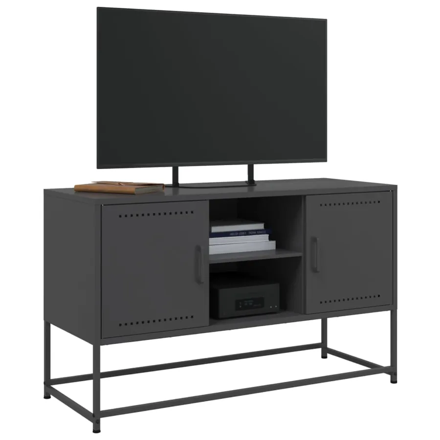 Meuble TV noir 100,5x39x60,5 cm acier - 4