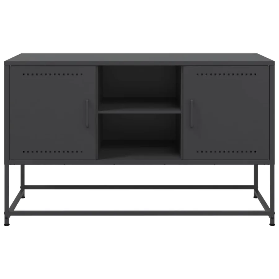 Meuble TV noir 100,5x39x60,5 cm acier - 6