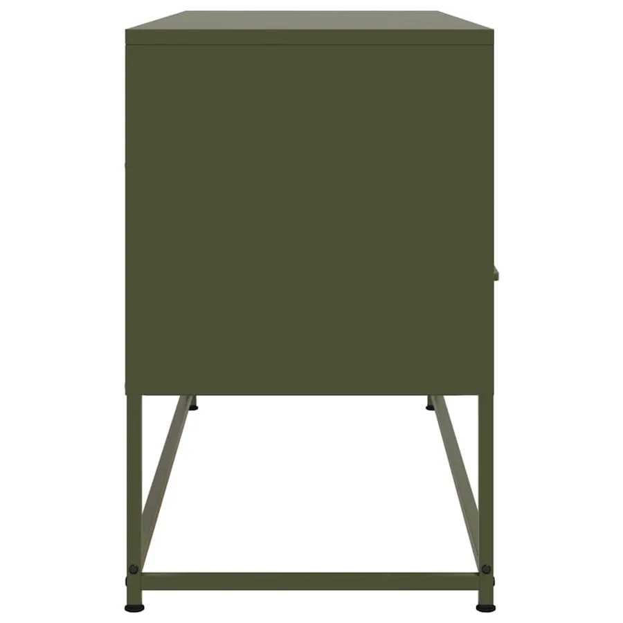 Meuble TV vert olive 100,5x39x60,5 cm acier - 7