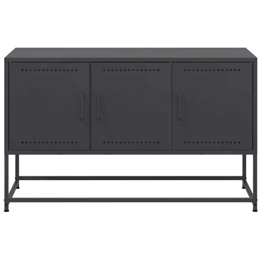 Meuble TV noir 100,5x39x60,5 cm acier - 6