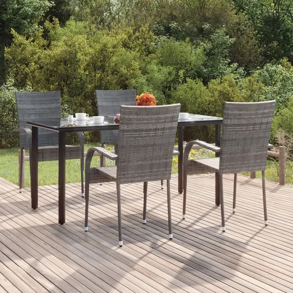 5 pcs garden dining set Grey Poly rattan