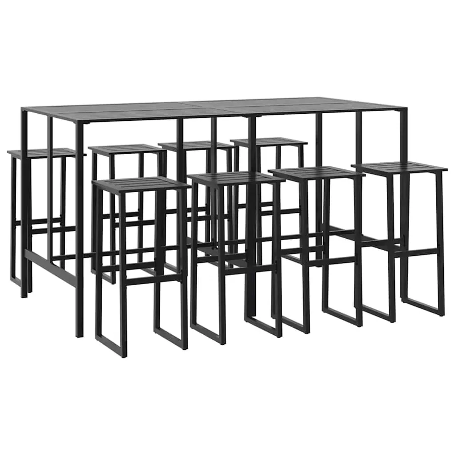 Ensemble de bar de jardin 9 pcs noir acier enduit de poudre - 2