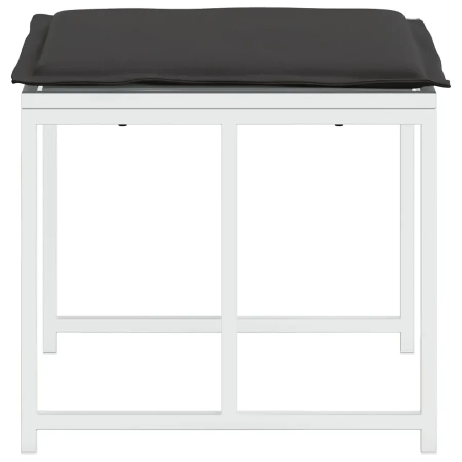 Tabourets de jardin avec coussins 4pcs blanc acier et textilène - 6