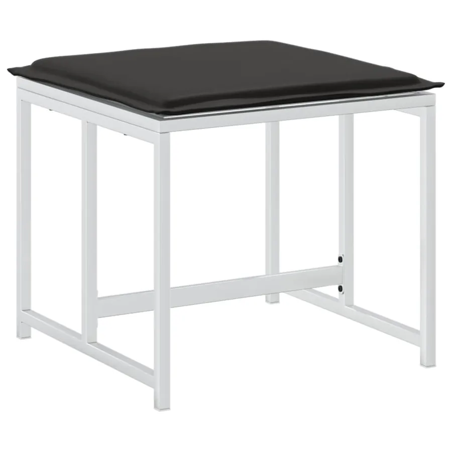 Tabourets de jardin avec coussins 4pcs blanc acier et textilène - 7