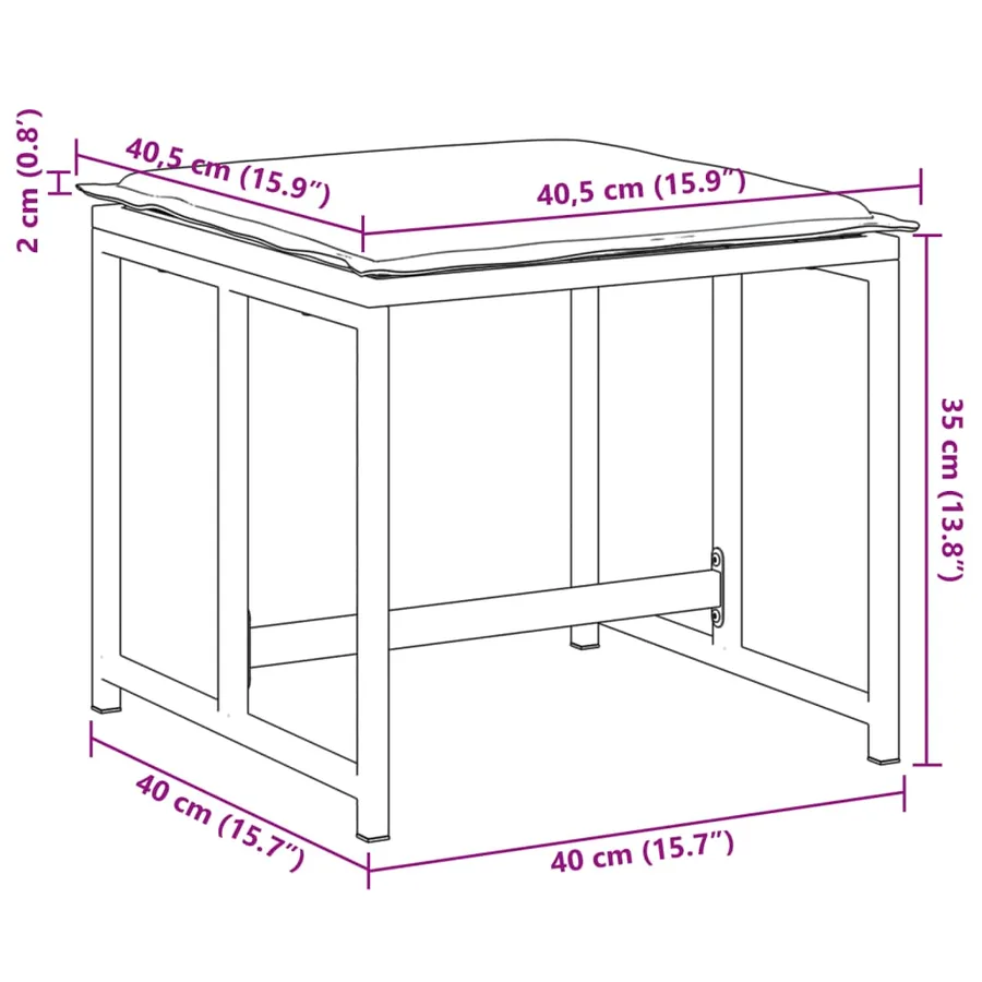 Tabourets de jardin avec coussins 4pcs blanc acier et textilène - 9