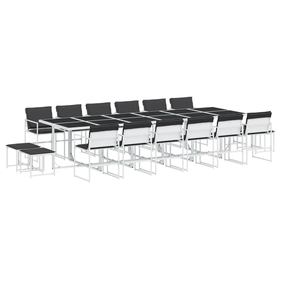 Ensemble à manger de jardin avec coussins 17pcs blanc textilène - 2