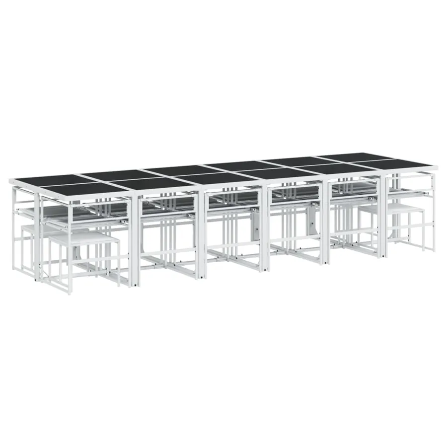 Ensemble à manger de jardin avec coussins 17pcs blanc textilène - 6