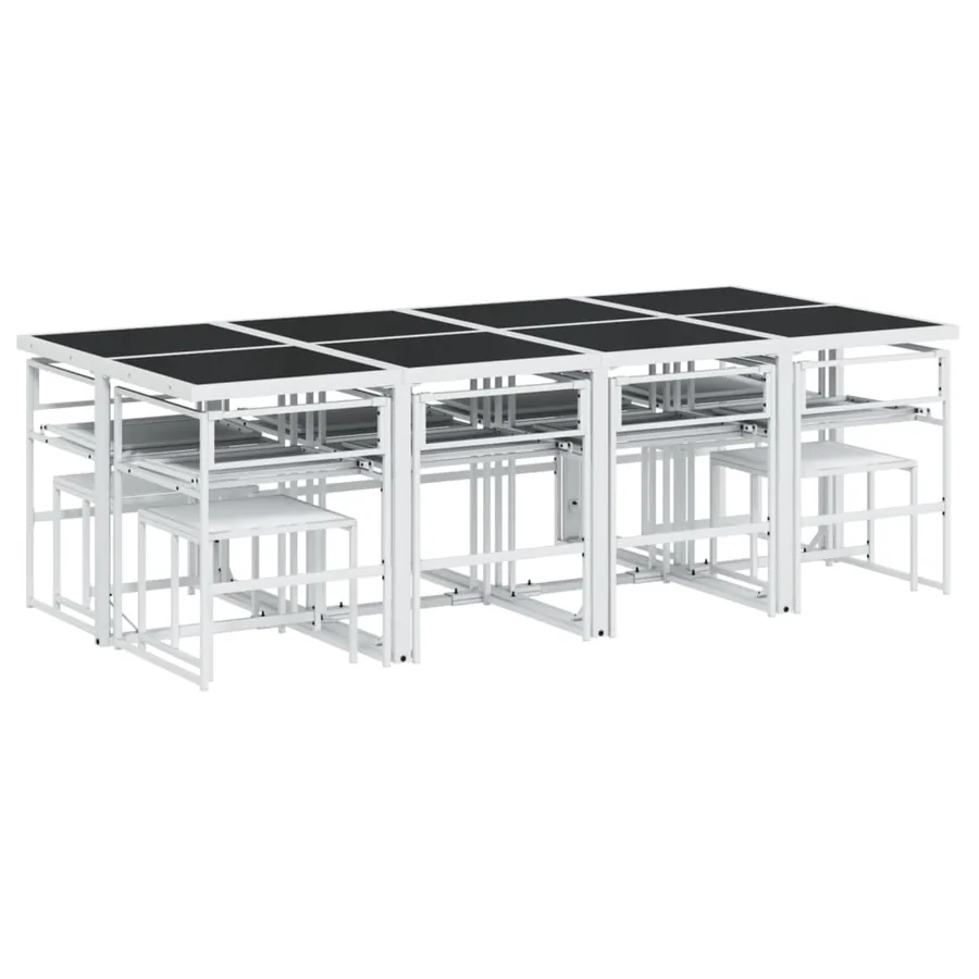 Ensemble à manger de jardin avec coussins 13pcs blanc textilène - 6