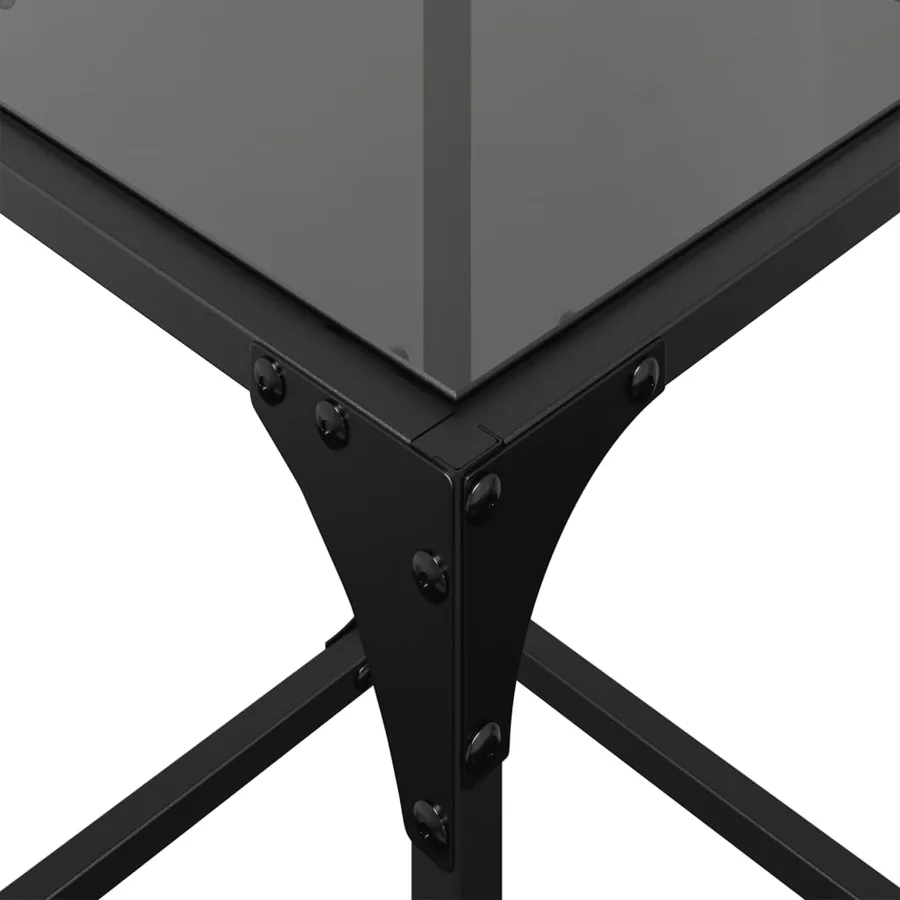 Tables basses avec dessus en verre noir 2 pcs 30x30x40 cm acier - 8