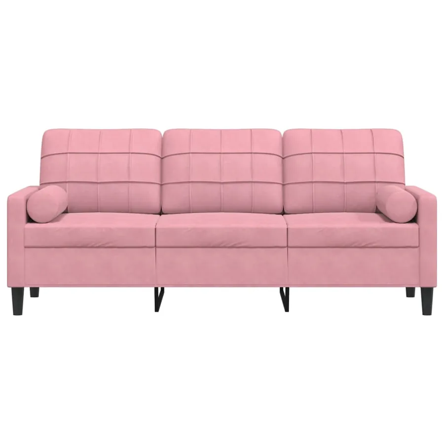 Canapé 3 places avec oreillers décoratifs rose 180 cm velours - 3