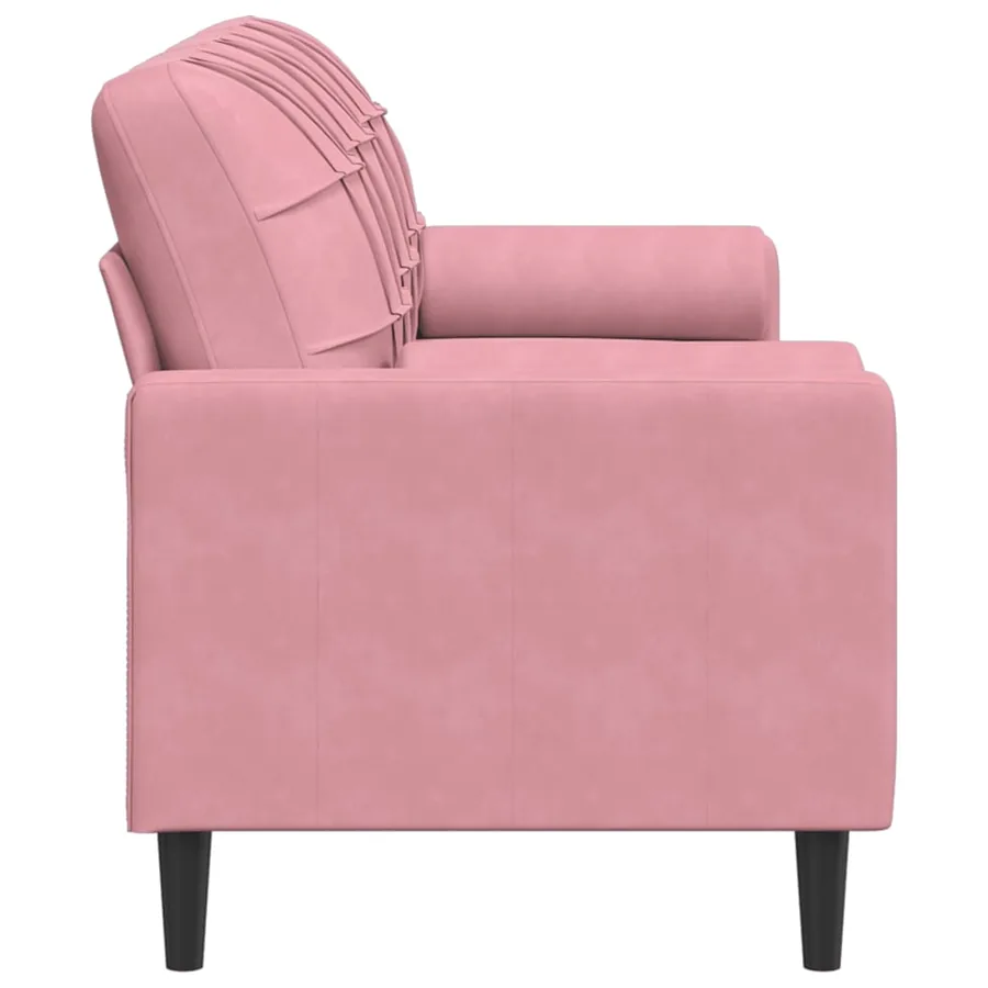 Canapé 3 places avec oreillers décoratifs rose 180 cm velours - 4