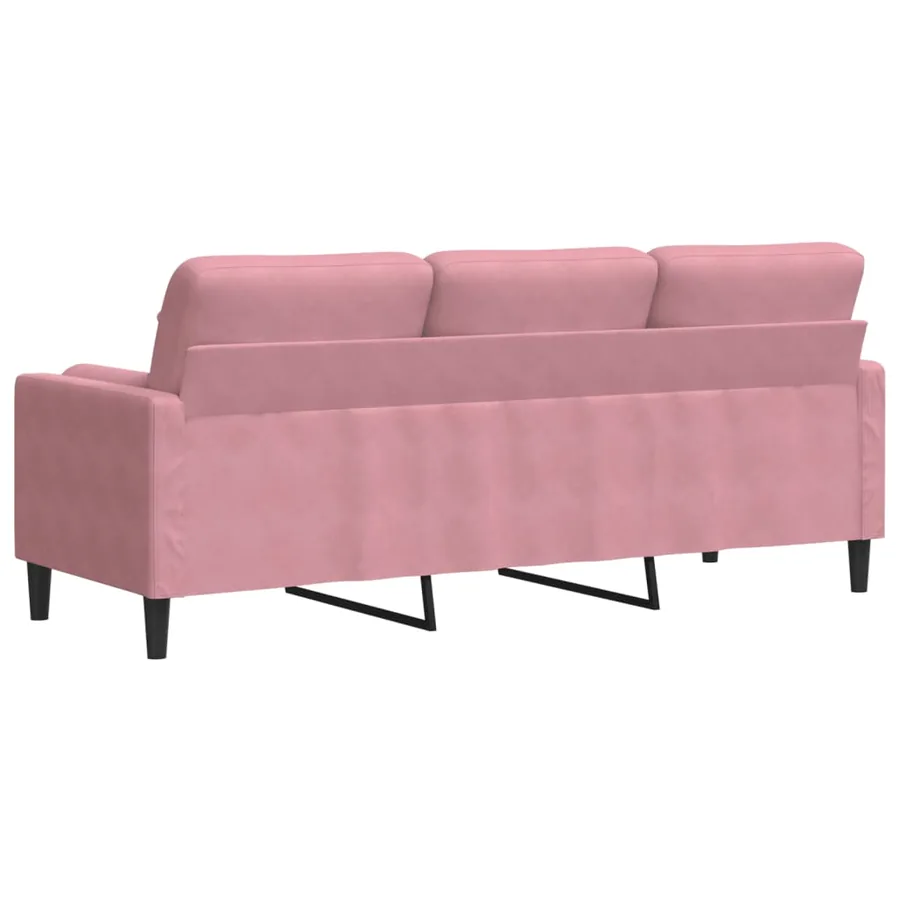 Canapé 3 places avec oreillers décoratifs rose 180 cm velours - 5