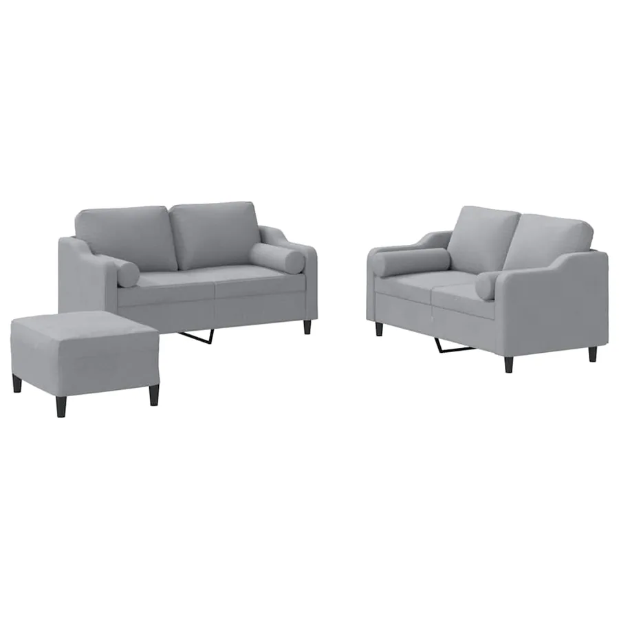 Ensemble de canapés 3 pcs coussins gris clair tissu - 2