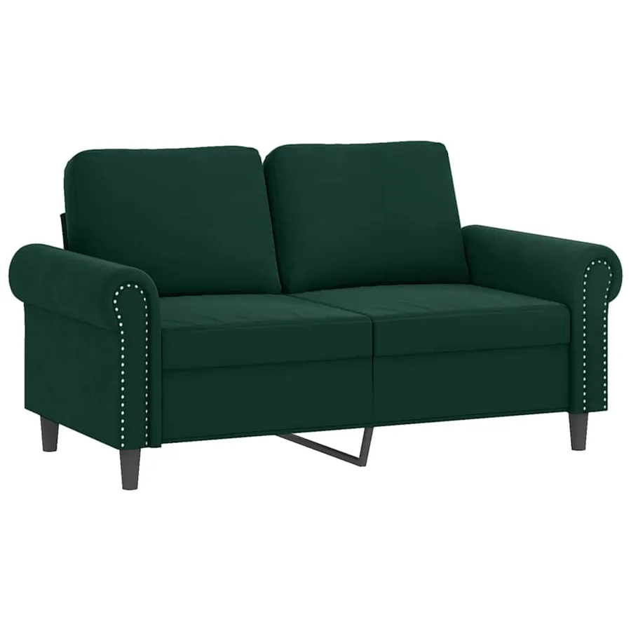 Ensemble de canapés 2 pcs avec coussins vert foncé velours - 3
