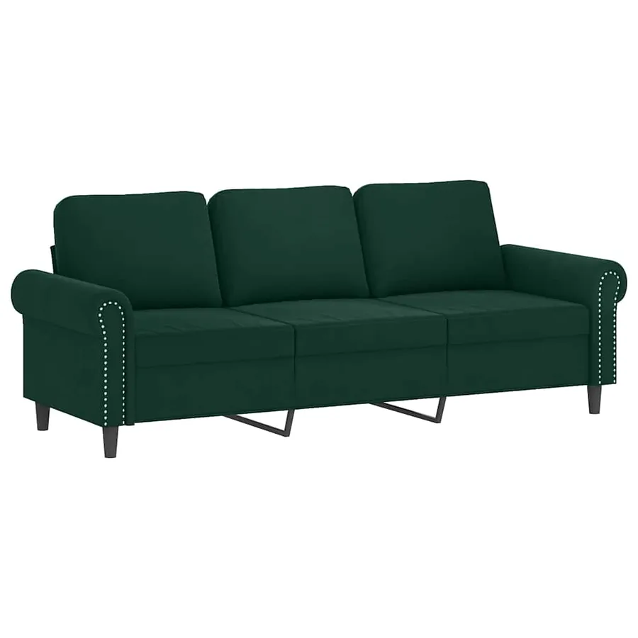 Ensemble de canapés 2 pcs avec coussins vert foncé velours - 4