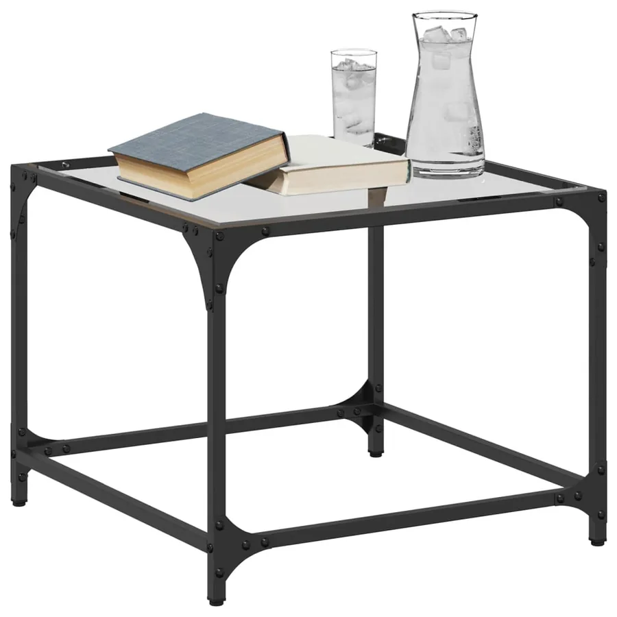 Table basse avec dessus en verre transparent 50x50x40 cm acier - 3