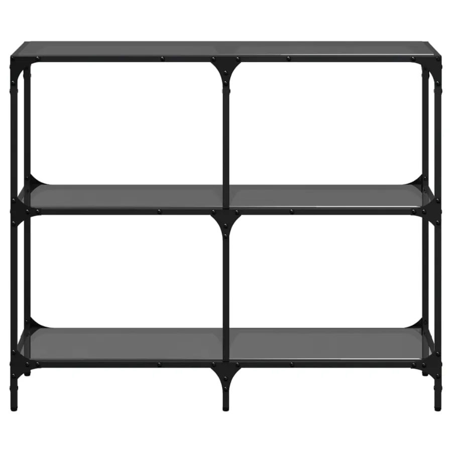 Table console avec dessus en verre noir 98x30x81 cm acier - 4