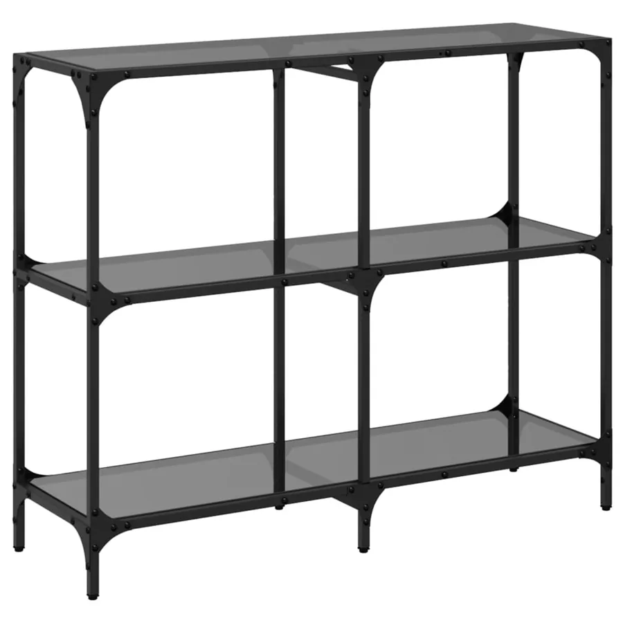 Table console avec dessus en verre noir 98x30x81 cm acier - 6